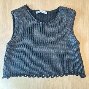 Zara Wool Blend Cropped Chunky Knit  Vest Top Size Small 2210